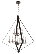  11089 BK/PC - 9LT PENDANT TRI CAGE-PC/BK